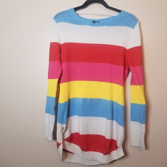 Anthropologie Sweaters - Free for All Bright Strip Long Sleeve Sweater Sz S